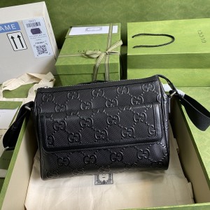 Gucci Handbags GG bag GG embossed messenger bag 658565 Black Men's bag