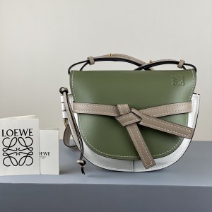Loewe Small Gate bag in soft grained calfskin Shoulderbag 56T20 White/Green/Gray