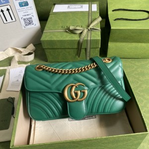 Gucci Handbags Women's Bag GG bag GG Marmont small matelasse shoulder bag 443497 Green