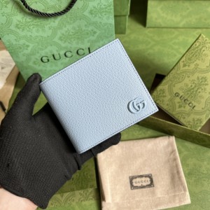 GG Wallet Men's Wallet GG Marmont card case wallet small wallet bi-fold wallet in light blue leather 428726