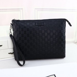 Gucci Handbags GG Black pouch GG Embossed Pouch Wrist Bag Clutch Bag 473881