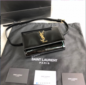 YSL Kate Belt bag in Patent leather waist bag Small bag 18cm 534395 Black
