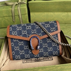 Gucci Handbags Women's Bag GG bag Wallet Dionysus mini chain bag Women's chain wallet 401231 Denim 