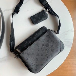 Louis Vuitton Trio Messenger Bag In Monogram Eclipse Canvas LV Handbags Men's Shoulderbag M69443