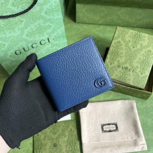 GG Wallet Men's Wallet GG Marmont card case wallet small wallet bi-fold wallet in blue leather 428726