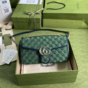 Gucci Handbags Women's Chain bag GG bag GG Marmont Multicolor small shoulder bag 443497 Green