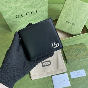 GG Wallet Men's Wallet GG Marmont card case wallet small wallet bi-fold wallet in black leather 428726