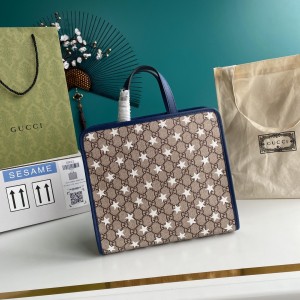 Gucci Handbags GG bag Children's tote bag with White Stars print Blue 605614