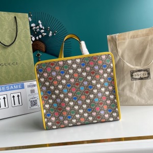 Gucci Handbags GG bag Children's tote bag with colourfull heart print yellow 605614