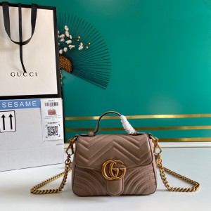Gucci Handbags Women's Bag GG bag GG Marmont mini top handle bag Dusty Pink Leather 547260