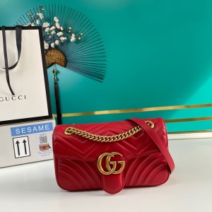 Gucci Handbags Women's Bag GG bag GG Marmont small matelasse shoulder bag 443497 Red
