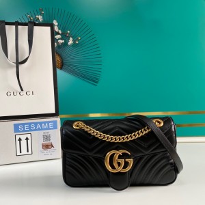 Gucci Handbags Women's Bag GG bag GG Marmont small matelasse shoulder bag 443497 Black