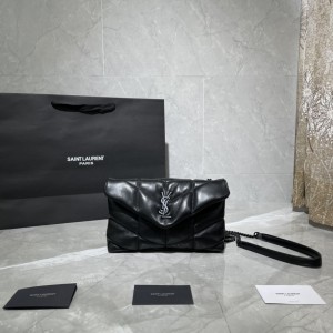 YSL Puffer Toy Bag in Quilted Wrinkled Matte Leather Small Chain Bag 23cm 6203331 black
