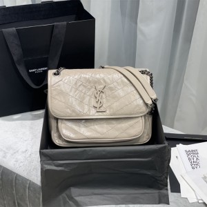 YSL Niki Medium in Crinkled Vintage Leather Chain bag Monogram Bag 28cm 6331580 Beige