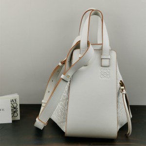 Loewe Small Hammock bag in Anagram jacquard and calfskin Shoulderbag 247 A538S35X29 White
