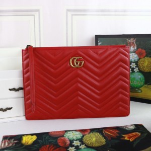 Gucci Handbags GG Marmont leather pouch with Heart Clutch Bag 525541 476440 Red