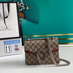 Gucci Handbags Women's Bag GG Dionysus bag GG Supreme Canvas mini bag 421970 Wine