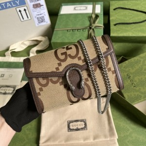 GG Bag Women's Bag Jumbo Dionysus GG mini chain wallet in camel and brown 401231