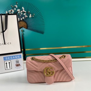 Gucci Handbags Women's Bag GG bag GG Marmont small matelasse shoulder bag 443497 Pink