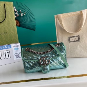 Gucci Handbags Women's Bag GG bag GG Marmont small sequin shoulder bag 443497 Light Blue