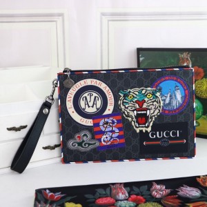 Gucci Handbags Gucci Bestiary pouch With Embroidery Men's pouch Bag Wrist Pouch 496346 