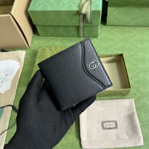 GG Wallet Men's Wallet with interlocking G Short Wallet Card holder in black leather 734997