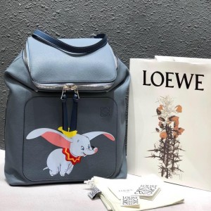 Loewe Goya backpack in natural calfskin Shoulderbag 37cm 325 Blue Elephant pattern