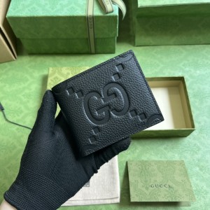 GG Wallet Men's Wallet Jumbo GG wallet short wallet card holder in black leather 739475