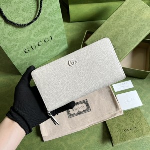 GG Wallet Women's Wallet GG Marmont zip around wallet in white leather 456117