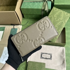 GG Wallet Men's Wallet Jumbo GG zip around wallet in taupe leather 739484
