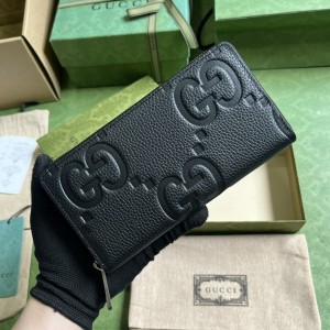 GG Wallet Men's Wallet Jumbo GG zip around wallet in black leather 739484