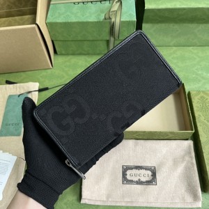 GG Wallet Men's Wallet Jumbo GG continental wallet in black canvas 699316