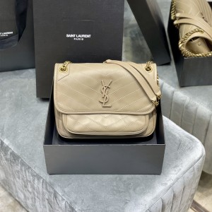 YSL Niki Medium in Vintage Crinkled Leather Bag Chain bag 28cm 4988940 6331580 Camel Gold