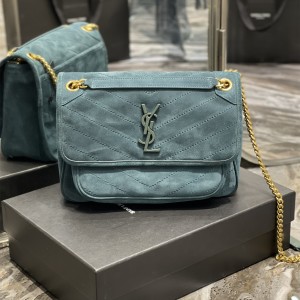 YSL Niki Medium in Green Suede Leather Chain bag 4988940 6331580 Gold
