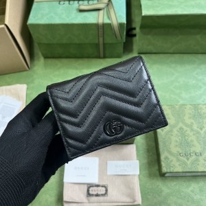 GG Wallet Women's Wallet GG Marmont card case wallet short wallet in black leather 466492