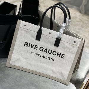 YSL Rive Gauche Tote Bag In Felt and Leather Handbag 48cm 509415 Grey
