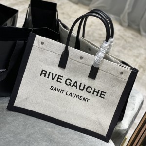 YSL Rive Gauche Tote Bag In Felt and Leather Handbag 48cm 509415 Grey&black