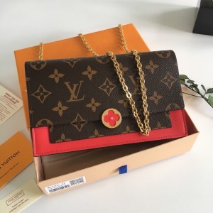 Louis Vuitton Flore chain wallet In Monogram Canvas LV Handbags Chain Bag M67405 M69578 Red 