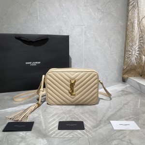 YSL Lou Camera Bag in quilted beige Leather shoulderbag 23cm 520534 612544 GOLD