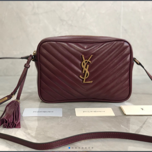 YSL Lou Camera Bag in quilted Wine Leather shoulderbag 23cm 520534 612544 GOLD