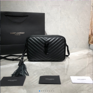 YSL Lou Camera Bag in quilted Black Leather shoulderbag 23cm 520534 612544