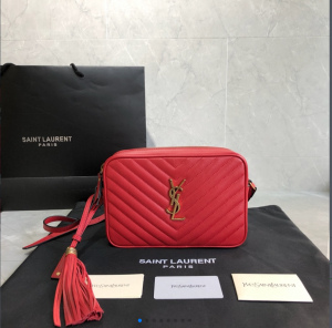 YSL Lou Camera Bag in quilted Red Leather shoulderbag 23cm 520534 612544 Gold 
