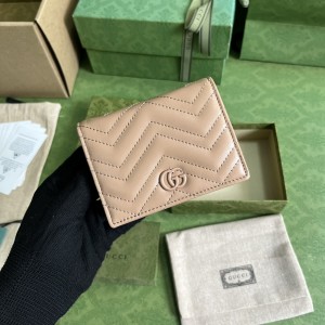 GG Wallet Women's Wallet GG Marmont card case wallet short wallet in beige leather 466492
