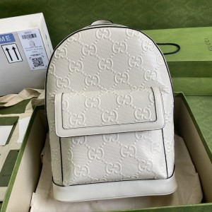 Gucci Bags GG backpack GG embossed backpack in White Leather 658579