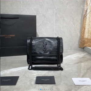 YSL Niki Baby In Crocodile Embossed Leather Chain bag Shoulderbag 22cm 533037 6331511 black