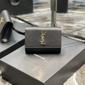 YSL Kate Belt Bag in Grain De Poudre-Embossed Leather Waist bag 18cm Black 534395