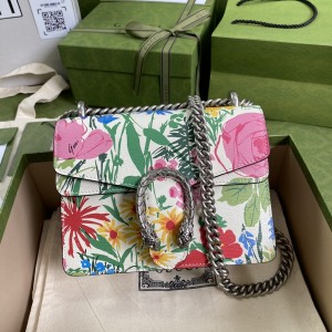Gucci Handbags GG bag Dionysus mini in White leather with Flowers print Shoulderbag 421970