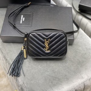 YSL Lou Belt Bag in Quilted Leather Waist bag Shoulder bag Black LEATHER TASSEL 614031 534817