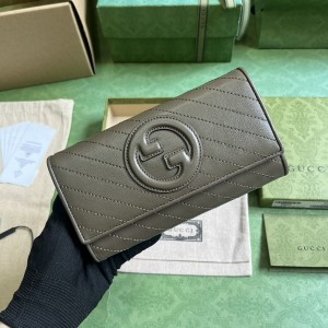 GG Wallet Women's Wallet GG Blondie long wallet card holder in brown leather 760302