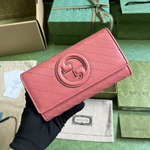 GG Wallet Women's Wallet GG Blondie long wallet card holder in pink leather 760302